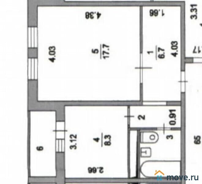 1-комн. квартира, 38.4 м&sup2;