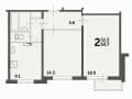 2-комн. квартира, 54.7 м&sup2;