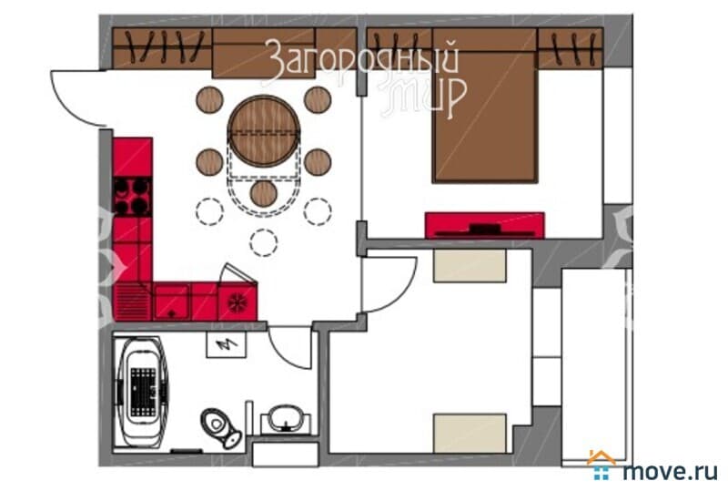 2-комн. квартира, 41.4 м&sup2;