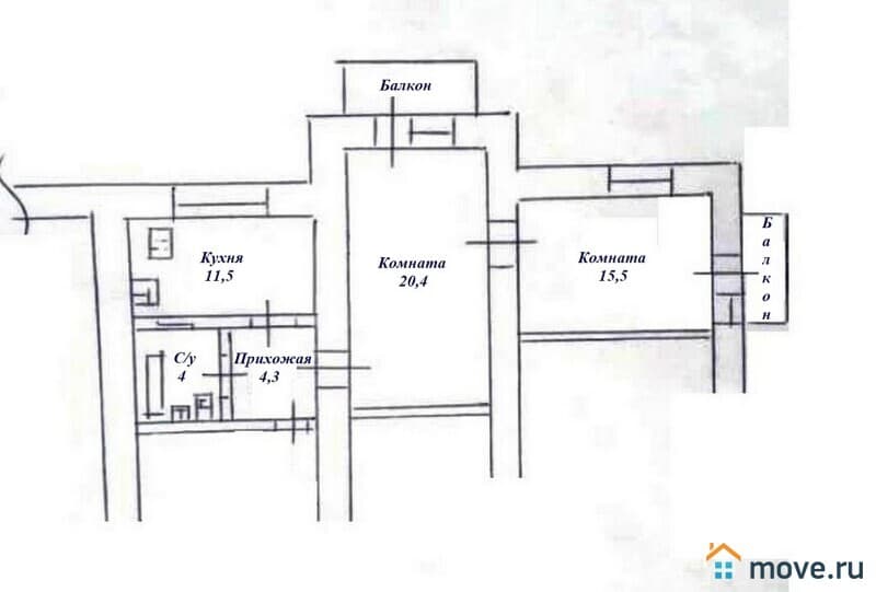 2-комн. квартира, 57.2 м²