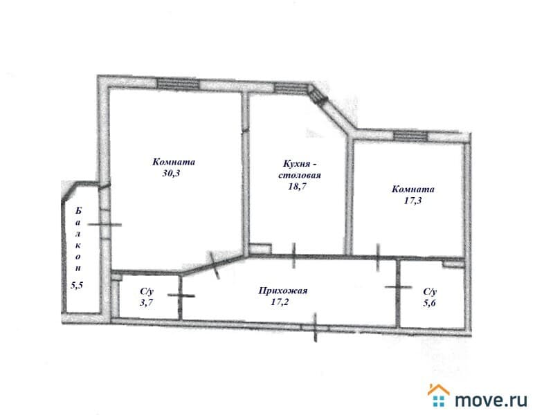 2-комн. квартира, 98.3 м²