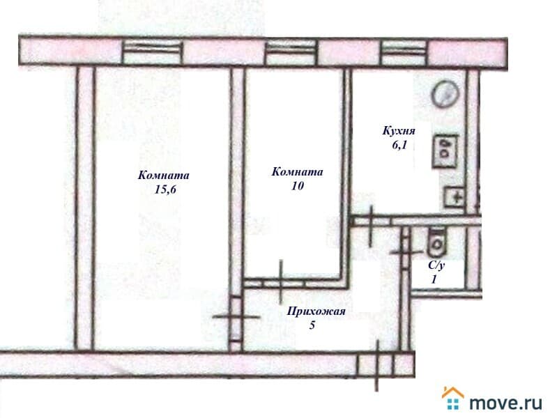 2-комн. квартира, 37.7 м²