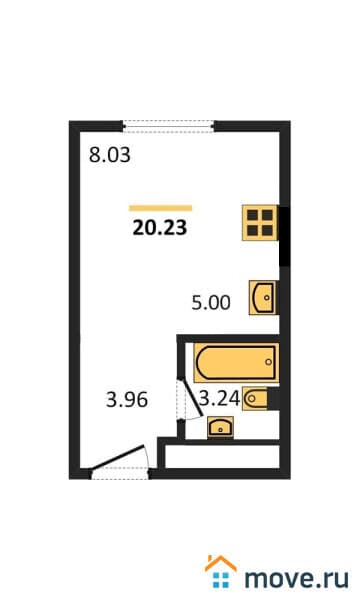 1-комн. квартира, 20.2 м²