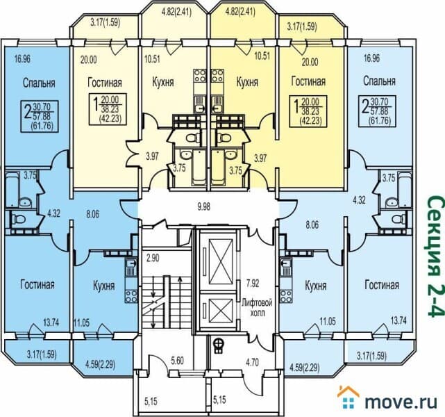 1-комн. квартира, 42.2 м²