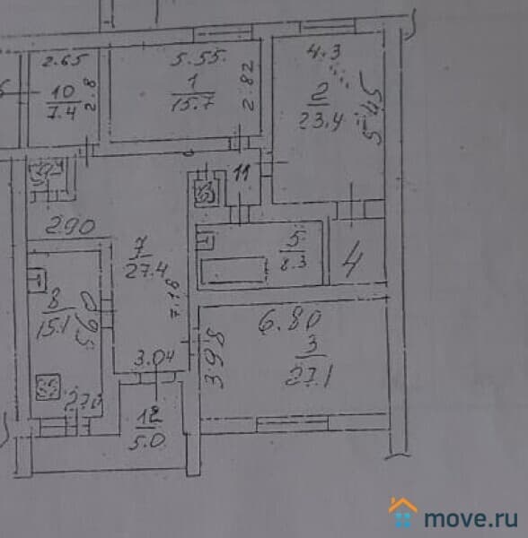 3-комн. квартира, 135.2 м²