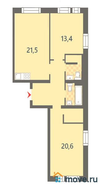 3-комн. квартира, 72 м²